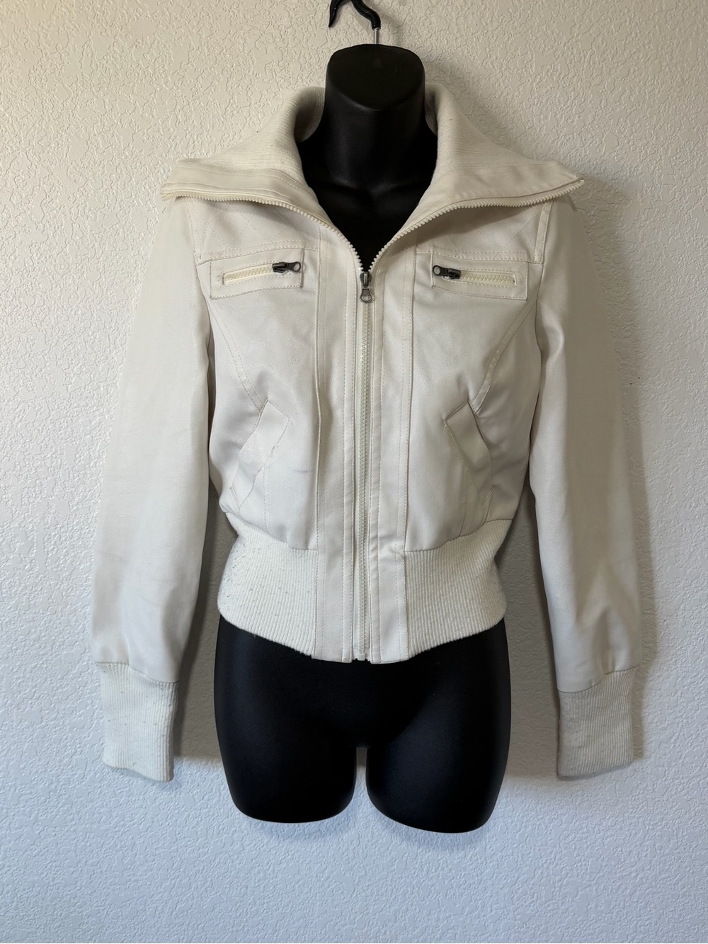 Bratzcore Vintage Wet Seal Ivory Zip-Up Bomber Jacket